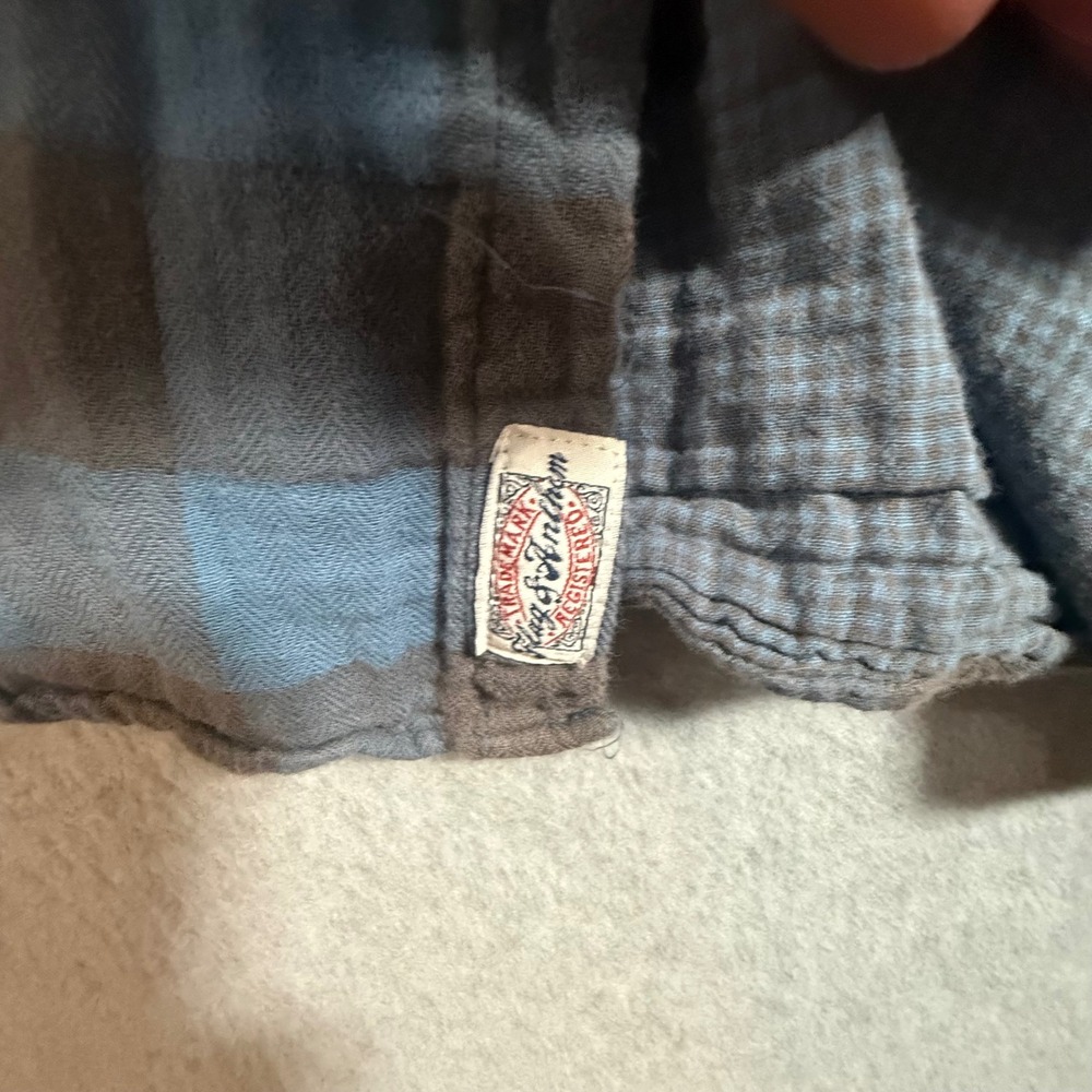 Flag & Anthem Mens Blue Brown Plaid Cotton Flannel Shirt COREWS400V Large - Picture 3 of 8